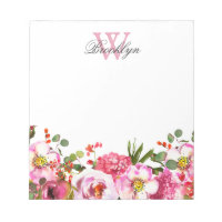Blush Pink Hot Pink Garden Floral Monogrammed