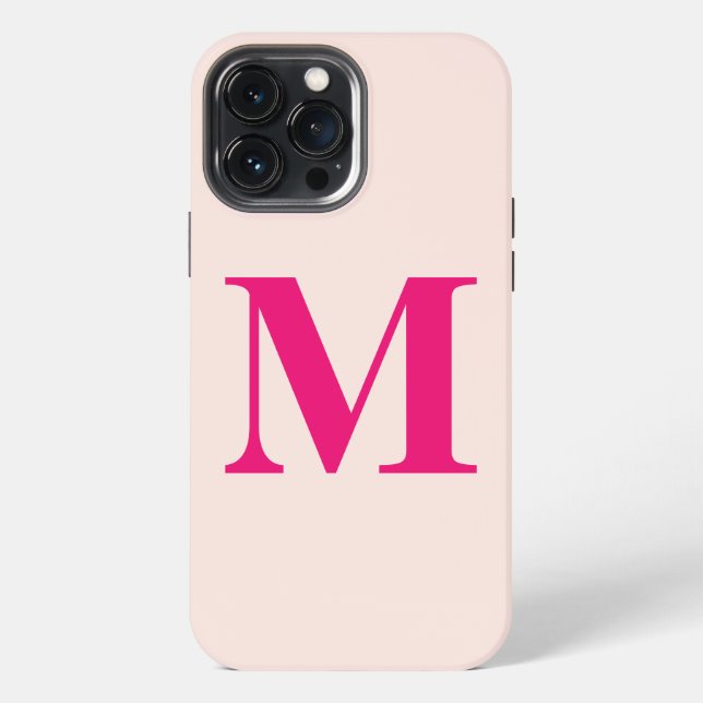 Blush Pink Hot Pink Monogram Initial Custom Name iPhone Case (Back)