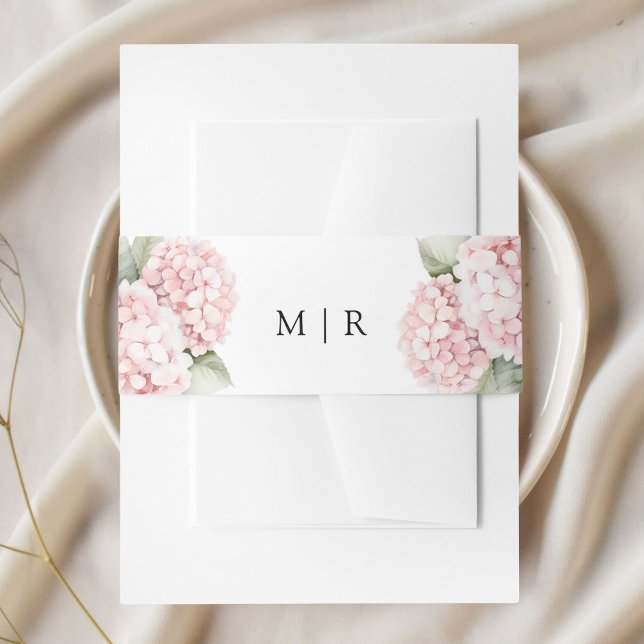 Blush Pink Hydrangea Elegant Floral Wedding Invitation Belly Band (Creator Uploaded)