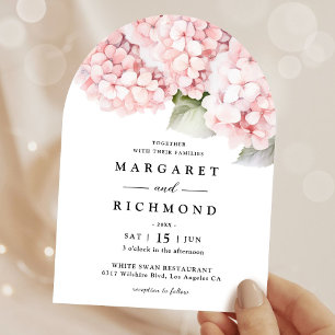 Blush Pink Hydrangea Floral Arch Wedding Invitation