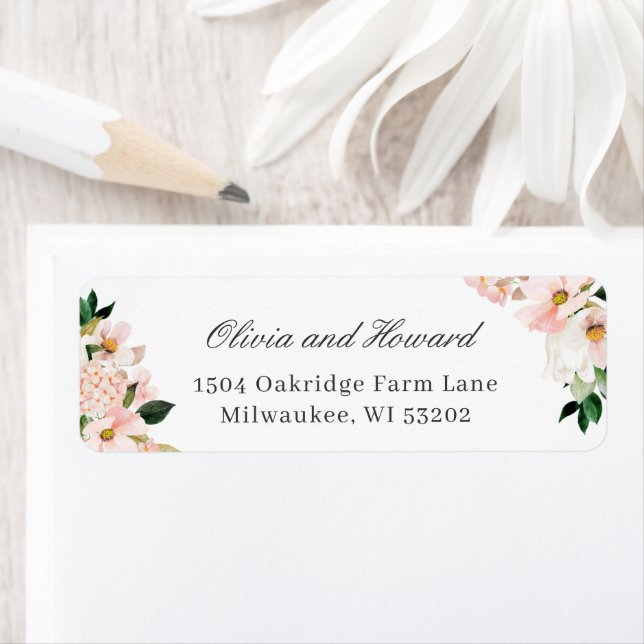 Blush Pink Hydrangea Floral Elegant Return Address Label (Insitu)