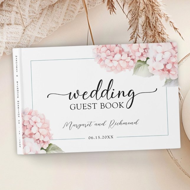 Blush Pink Hydrangea Floral Wedding Guest Book (Creator Uploaded)