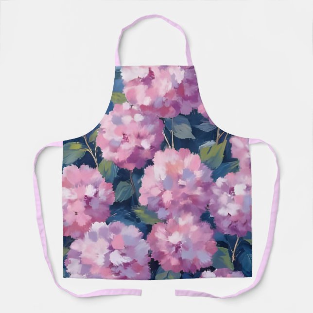 Blush Pink Hydrangeas Floral Apron (Front)