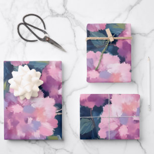 Blush Pink Hydrangeas Floral Wrapping Paper Sheet