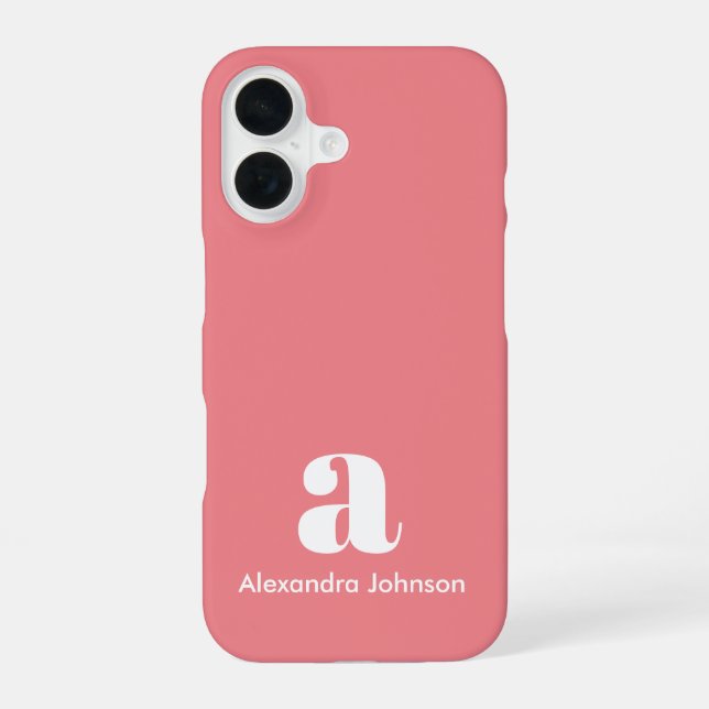 Blush Pink Initial Name Monogram Minimal Modern iPhone 16 Case (Back)