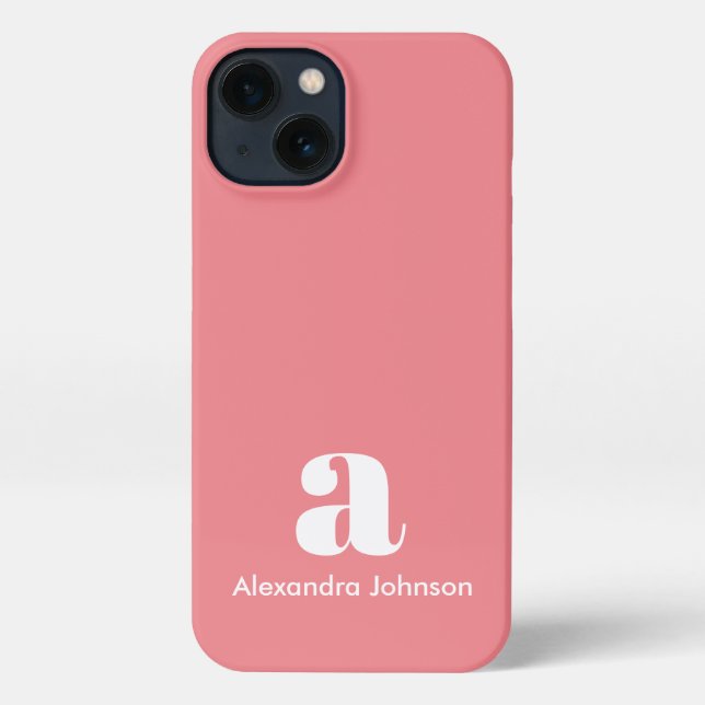 Blush Pink Initial Name Monogram Minimal Modern iPhone Case (Back)