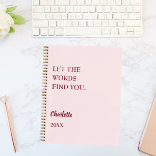 Blush pink inspirational quote writing notebook