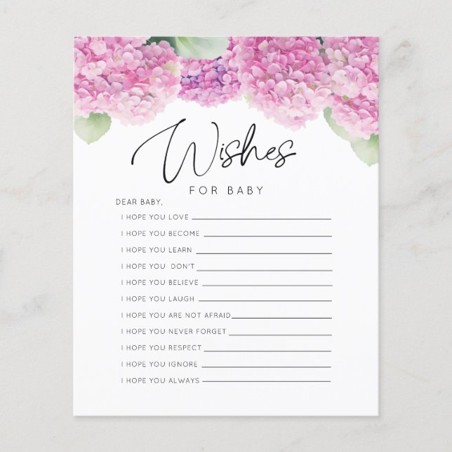 Blush Pink Its a Girl Wishes Baby Shower Games (Front)