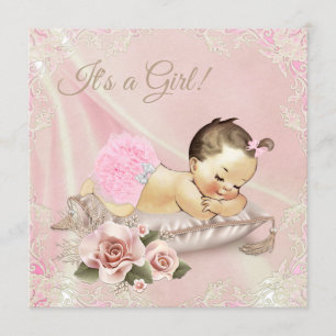 Blush Pink Ivory Baby Shower Invitation