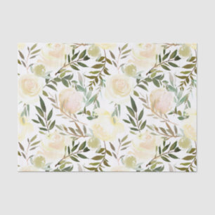 Blush Pink Ivory Beige Watercolor Floral Flowers Tissue Paper