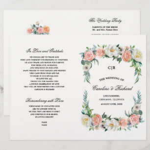 Blush Pink Ivory Floral Wedding Prigram