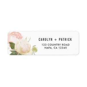Blush Pink Ivory Peony Return Address Label