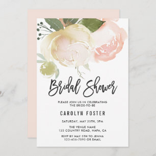 Blush Pink Ivory Peony Wedding Bridal Shower Invitation