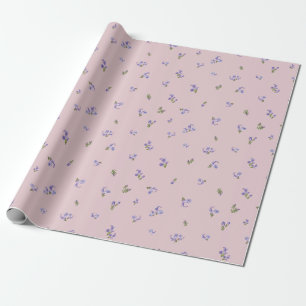 Blush Pink Japanese Rosemary Botanical Pattern Wrapping Paper