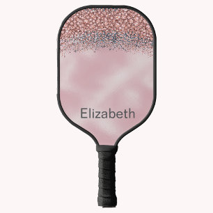 Blush Pink Jeweled Personalized Pickleball Paddle