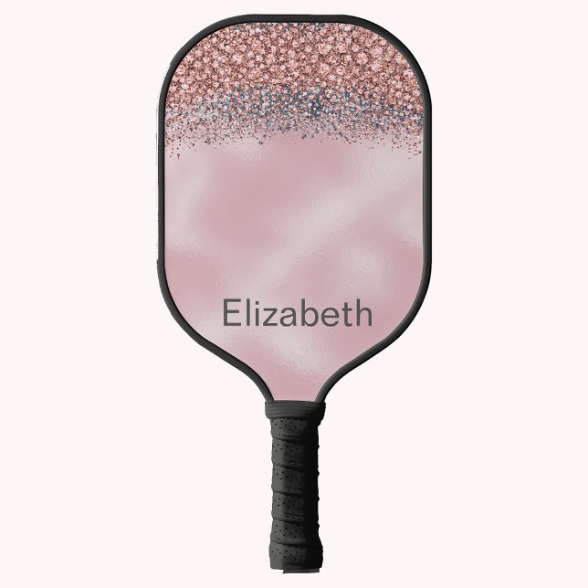 Blush Pink Jeweled Personalized Pickleball Paddle (Creator Uploaded)