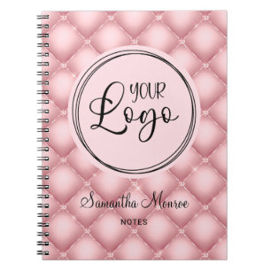 Blush Pink Jewelled Tufts Business Logo Meeting Notebook