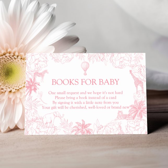 Blush Pink Jungle Safari Animals Books for Baby Enclosure Card (Creator Uploaded)
