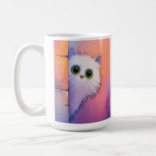 Blush Pink Kitty Whimsical Watercolor Art Coffee Mug