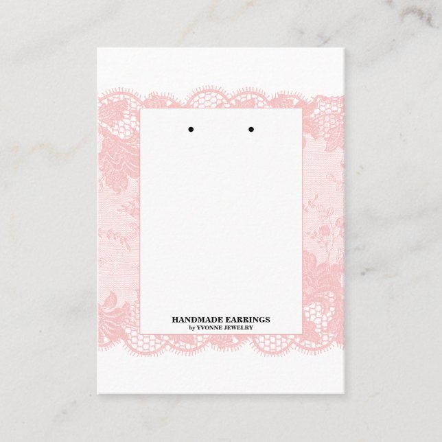 Blush Pink Lace Earring Display  Business Card (Front)