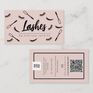 blush Pink Lashes Eyelash Extensions makeup Business Card