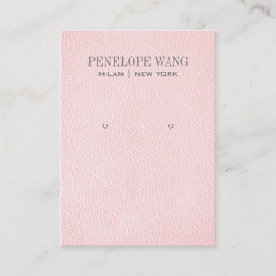 Blush Pink Leather Look Jewellery  Earring display Business Card