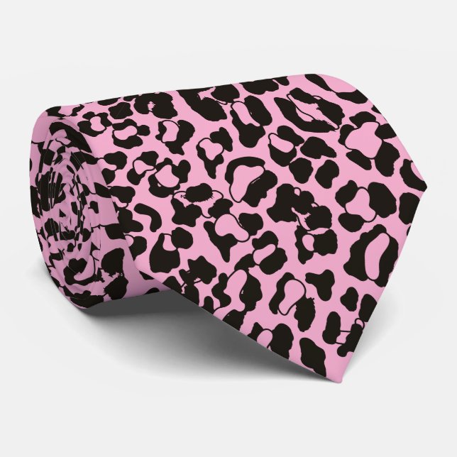 Blush Pink Leopard Animal Print Tie (Rolled)