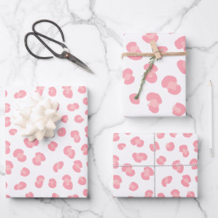 Blush Pink Leopard Print Pattern Wrapping Paper Sheet