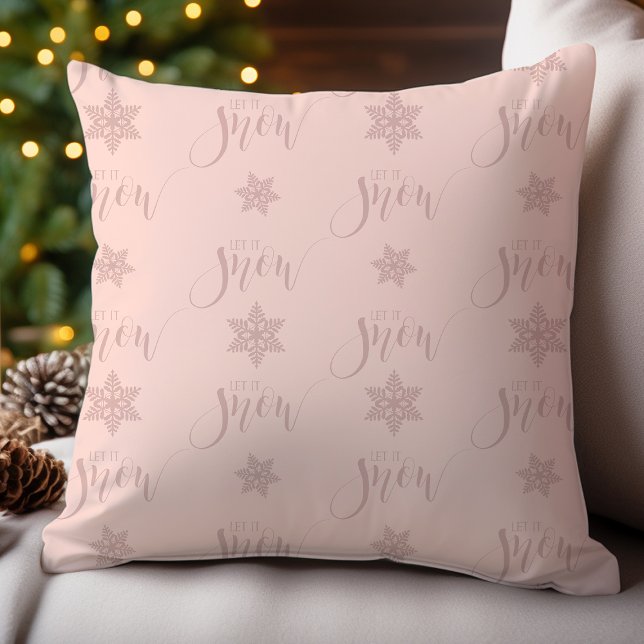 Blush Pink Let It Snow Holiday  Cushion (Creator Uploaded)