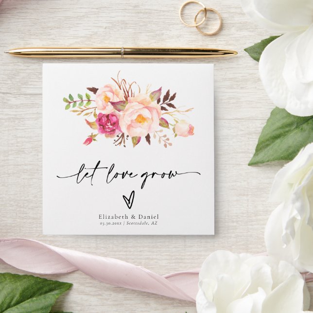 Blush Pink Let Love Grow Boho Wedding Seed Packet Envelope (Wedding)