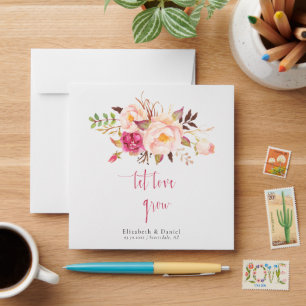 Blush Pink Let Love Grow Boho Wedding Seed Packet Envelope