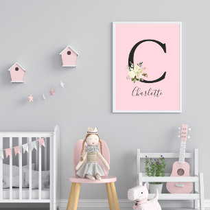 Blush Pink Letter 'C' Nursery Name Wall Art