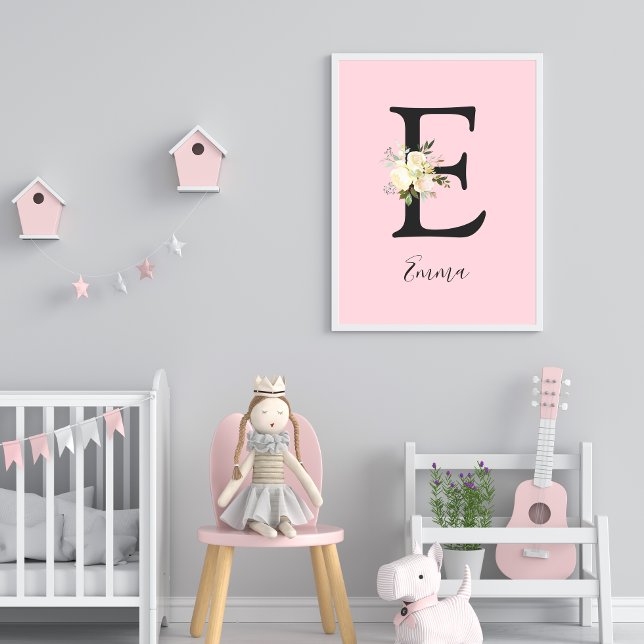 Blush Pink Letter 'E' Nursery Name Wall Art (Creator Uploaded)
