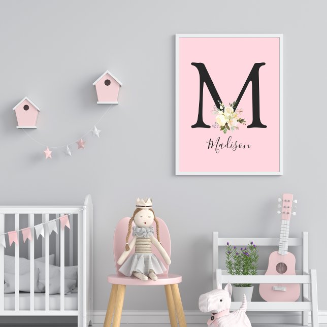 Blush Pink Letter 'M' Nursery Name Wall Art (Creator Uploaded)