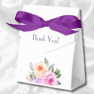 Blush Pink Lilac Floral Bright Roses Bridal Shower Favour Box