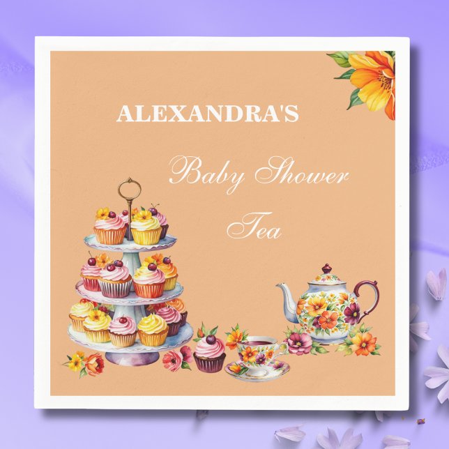 Blush Pink Lilac Floral Tea Party Baby Shower  Napkin (Creator Uploaded)