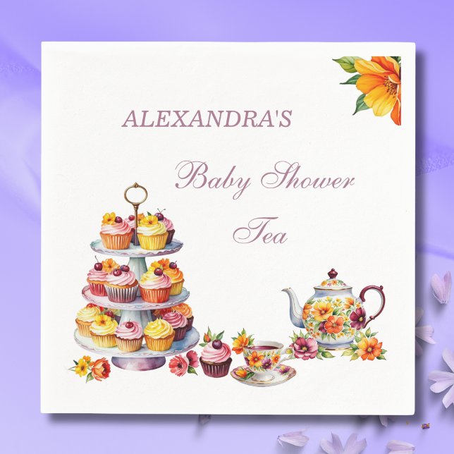 Blush Pink Lilac Floral Tea Party Baby Shower  Napkin (Creator Uploaded)