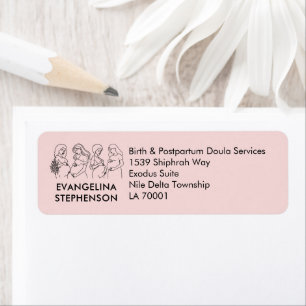 Blush Pink Line Art DOULA Return Address Label
