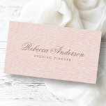 Blush pink linen chic trendy pretty script business card<br><div class="desc">Elegant,  pink business cards featuring a printed blush pink linen texture and your name and title on the front. Customisable template fields for name,  title and contact information on the back on a lighter blush pink background.</div>