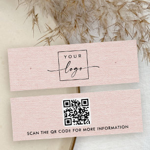 Blush pink linen logo QR stud earring display card