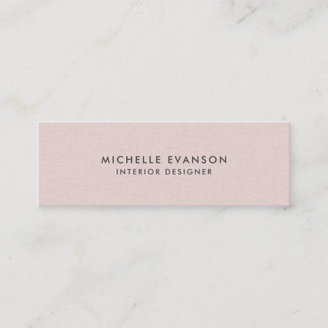Blush Pink Linen Pretty Professional Mini Business Card (Front)