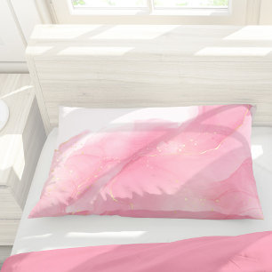 Blush Pink Liquid Marble Abstract Pattern Pillowcase
