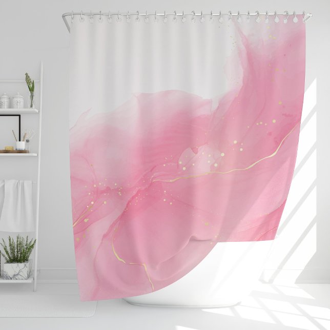 Blush Pink Liquid Marble Abstract Pattern Shower Curtain (Creator Uploaded)