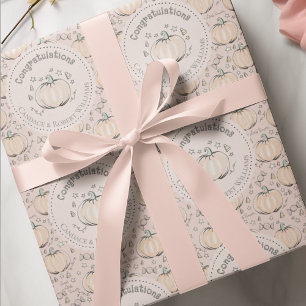 Blush Pink Little Pumpkin Baby Congratulations Wrapping Paper