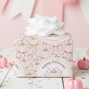 Blush Pink Little Pumpkin Baby Halloween Wrapping Paper
