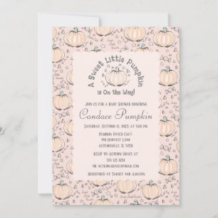 Blush Pink Little Pumpkin Fall Baby Shower Invitation