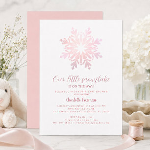 Blush Pink Little Snowflake Winter Baby Shower Invitation