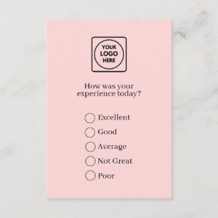 Blush Pink Logo Business Feedback Rating Design Enclosure Card