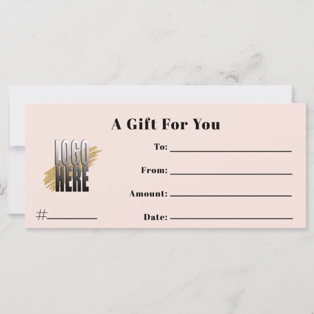 Blush Pink Logo Business Gift Certificate (Front)