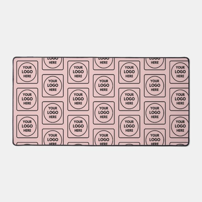 Blush Pink Logo Business Pattern desk mat (Front)